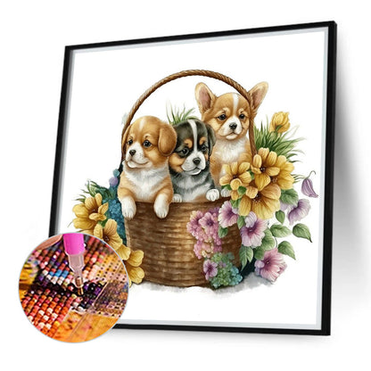 Flower Basket Cat - Full Round Drill Diamond Painting 40*40CM