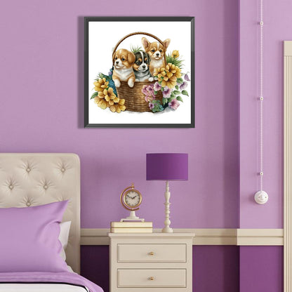 Flower Basket Cat - Full Round Drill Diamond Painting 40*40CM