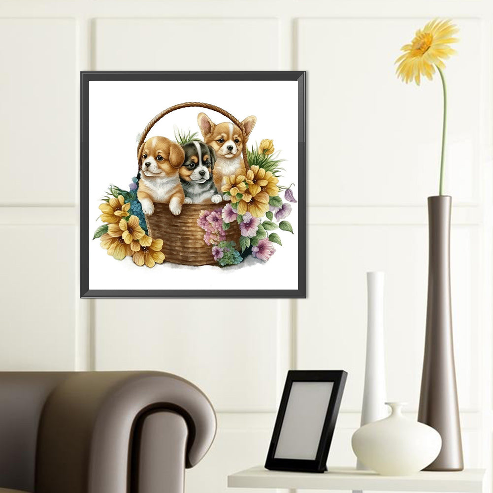 Flower Basket Cat - Full Round Drill Diamond Painting 40*40CM