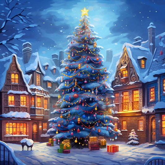 Winter Christmas Tree - Full Round Drill Diamond Painting 40*40CM