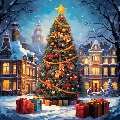 Winter Christmas Tree - Full Round Drill Diamond Painting 40*40CM