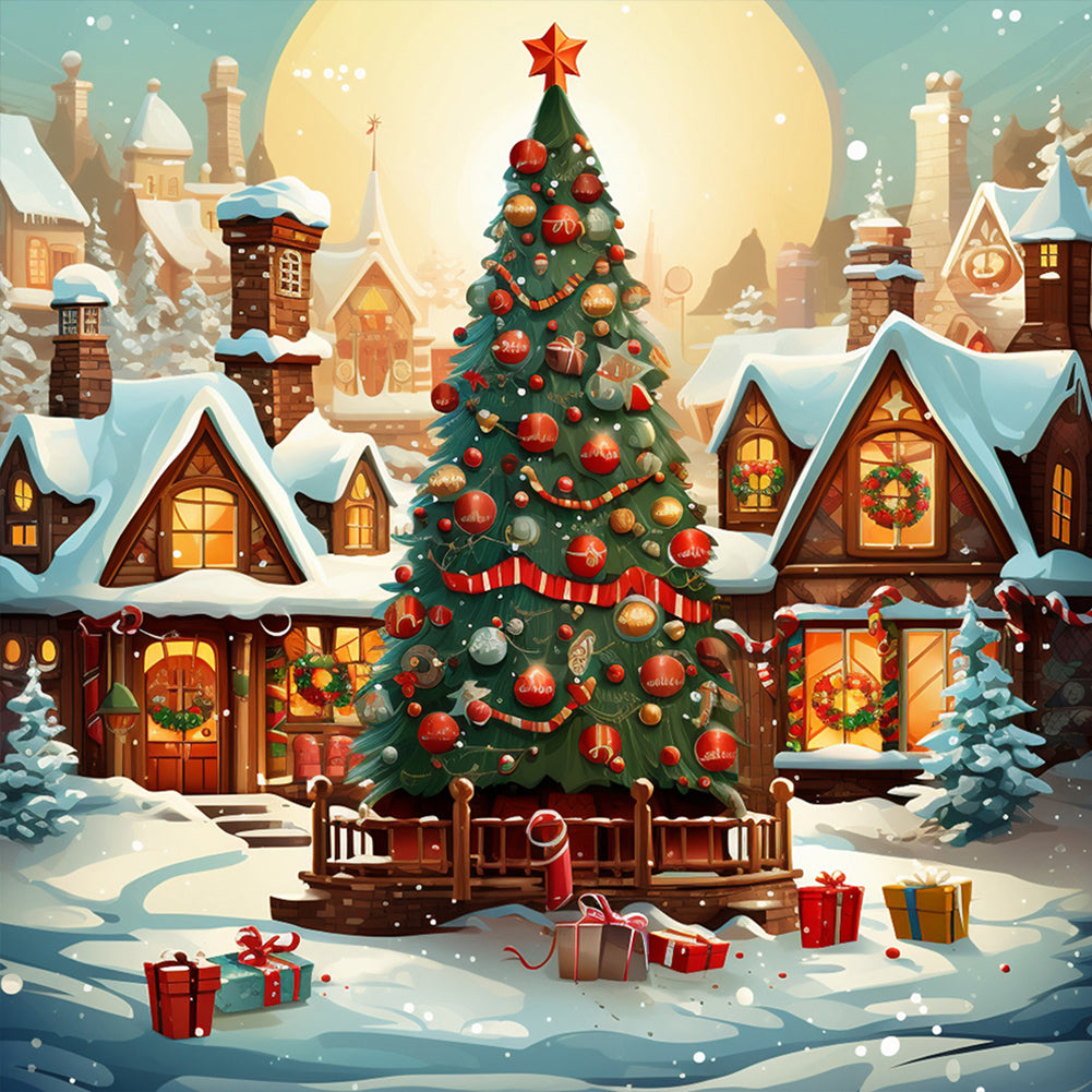 Winter Christmas Tree - Full Round Drill Diamond Painting 40*40CM