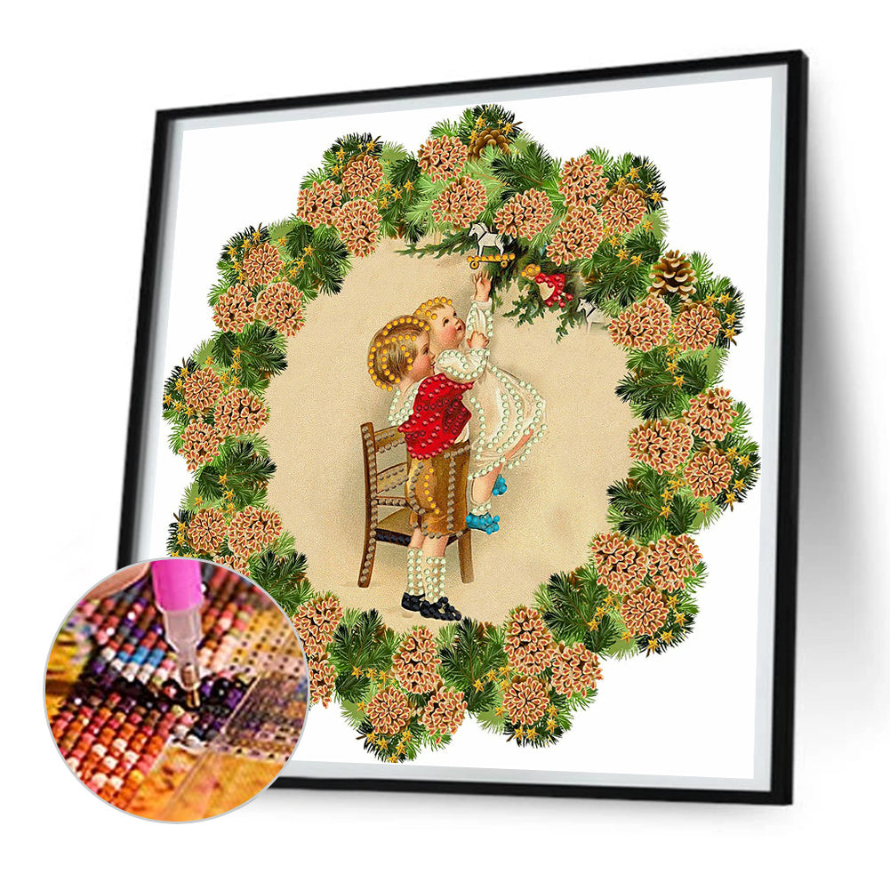 Christmas Wreath - Special Shaped Drill Diamond Painting 30*30CM