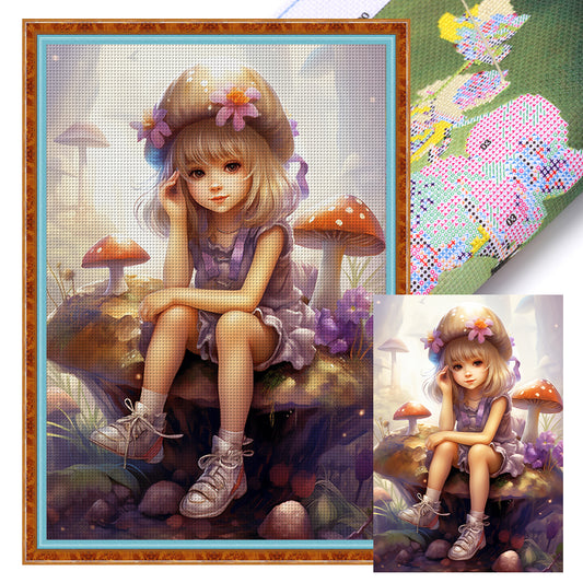 Mushroom Girl - 11CT Stamped Cross Stitch 50*70CM