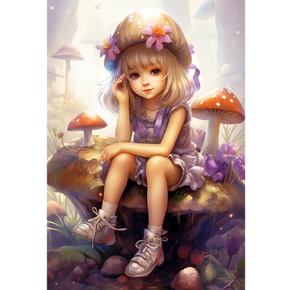 Mushroom Girl - 11CT Stamped Cross Stitch 50*70CM