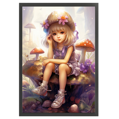 Mushroom Girl - 11CT Stamped Cross Stitch 50*70CM