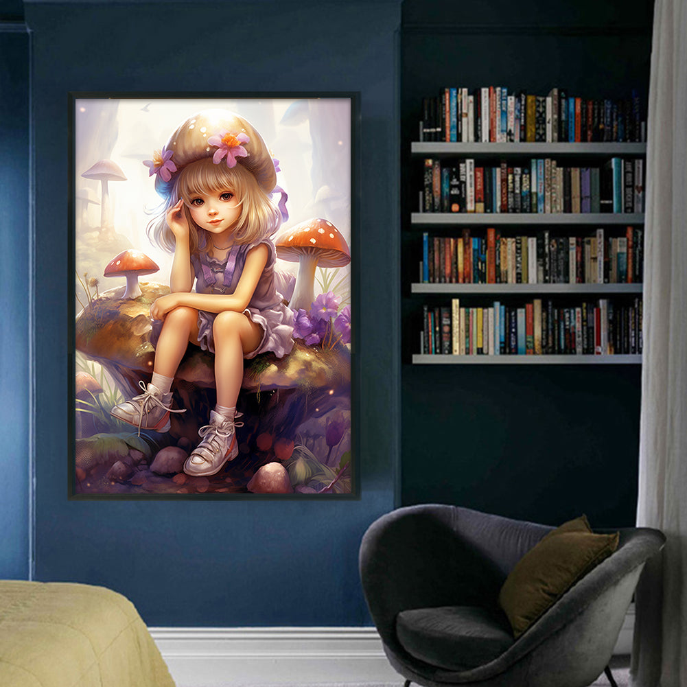 Mushroom Girl - 11CT Stamped Cross Stitch 50*70CM