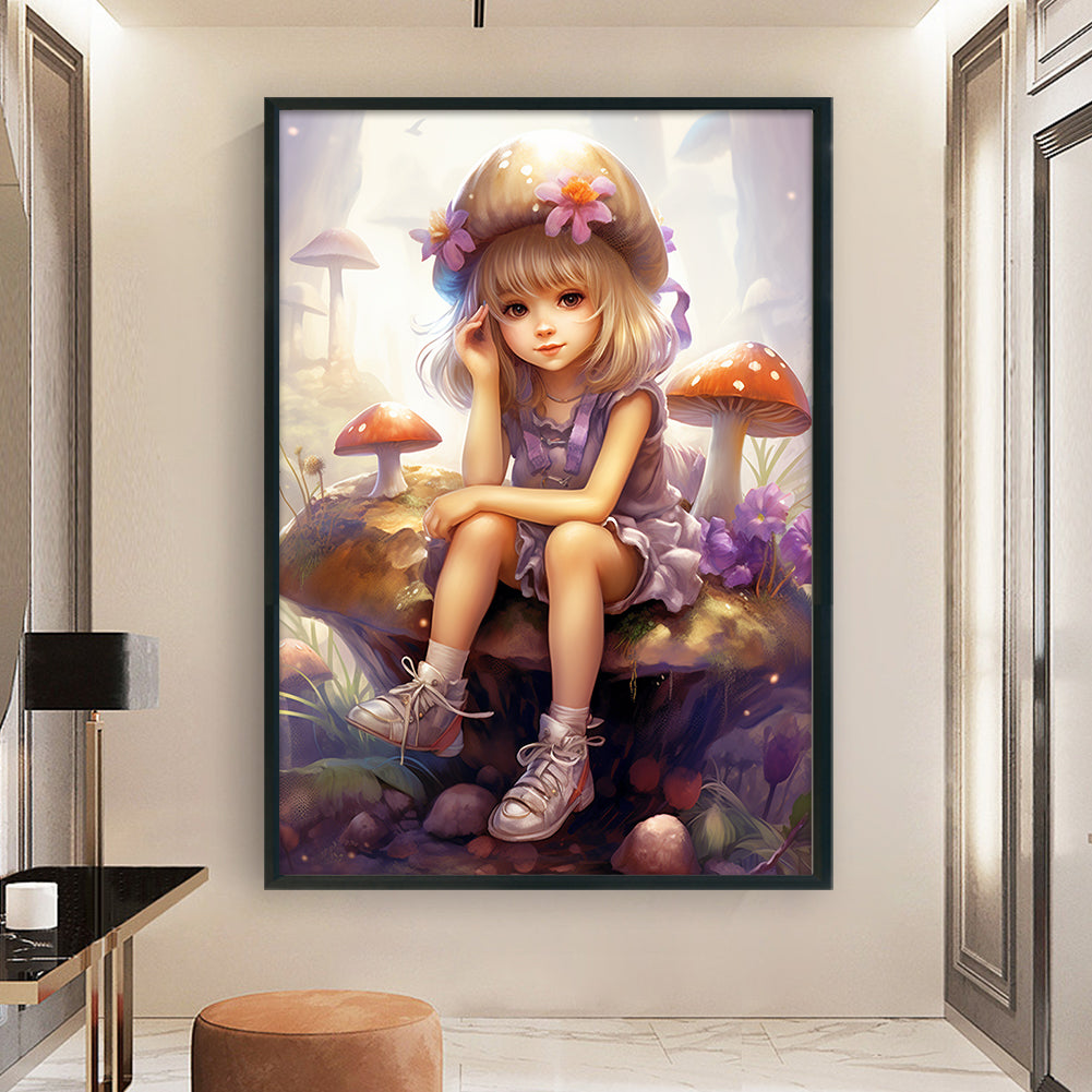 Mushroom Girl - 11CT Stamped Cross Stitch 50*70CM