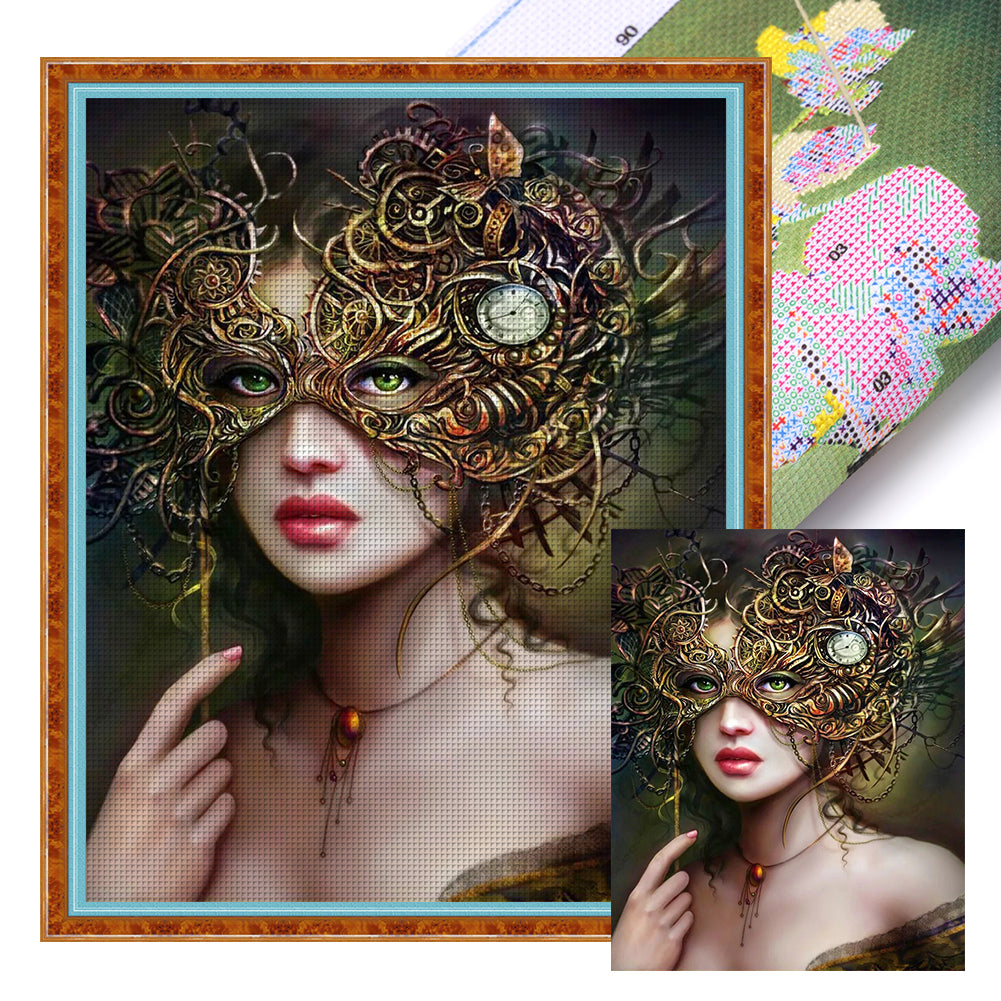 Mask Woman - 11CT Stamped Cross Stitch 40*50CM