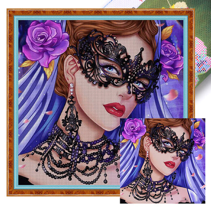 Mask Woman - 11CT Stamped Cross Stitch 50*50CM