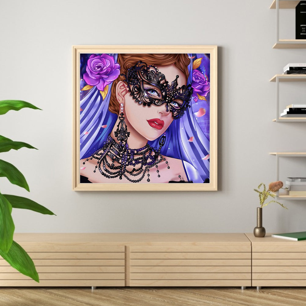 Mask Woman - 11CT Stamped Cross Stitch 50*50CM