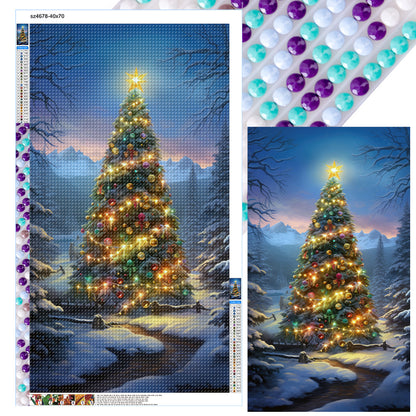 Christmas Tree In The Snow - Full Round Drill Diamond Painting 40*70CM