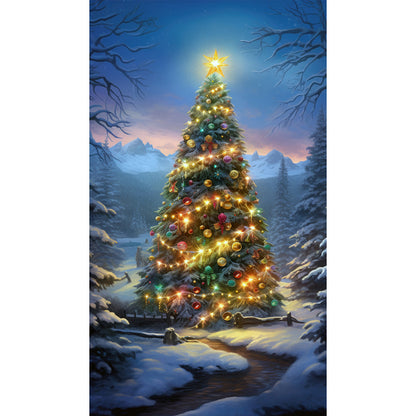 Christmas Tree In The Snow - Full Round Drill Diamond Painting 40*70CM