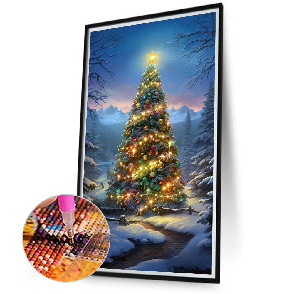 Christmas Tree In The Snow - Full Round Drill Diamond Painting 40*70CM