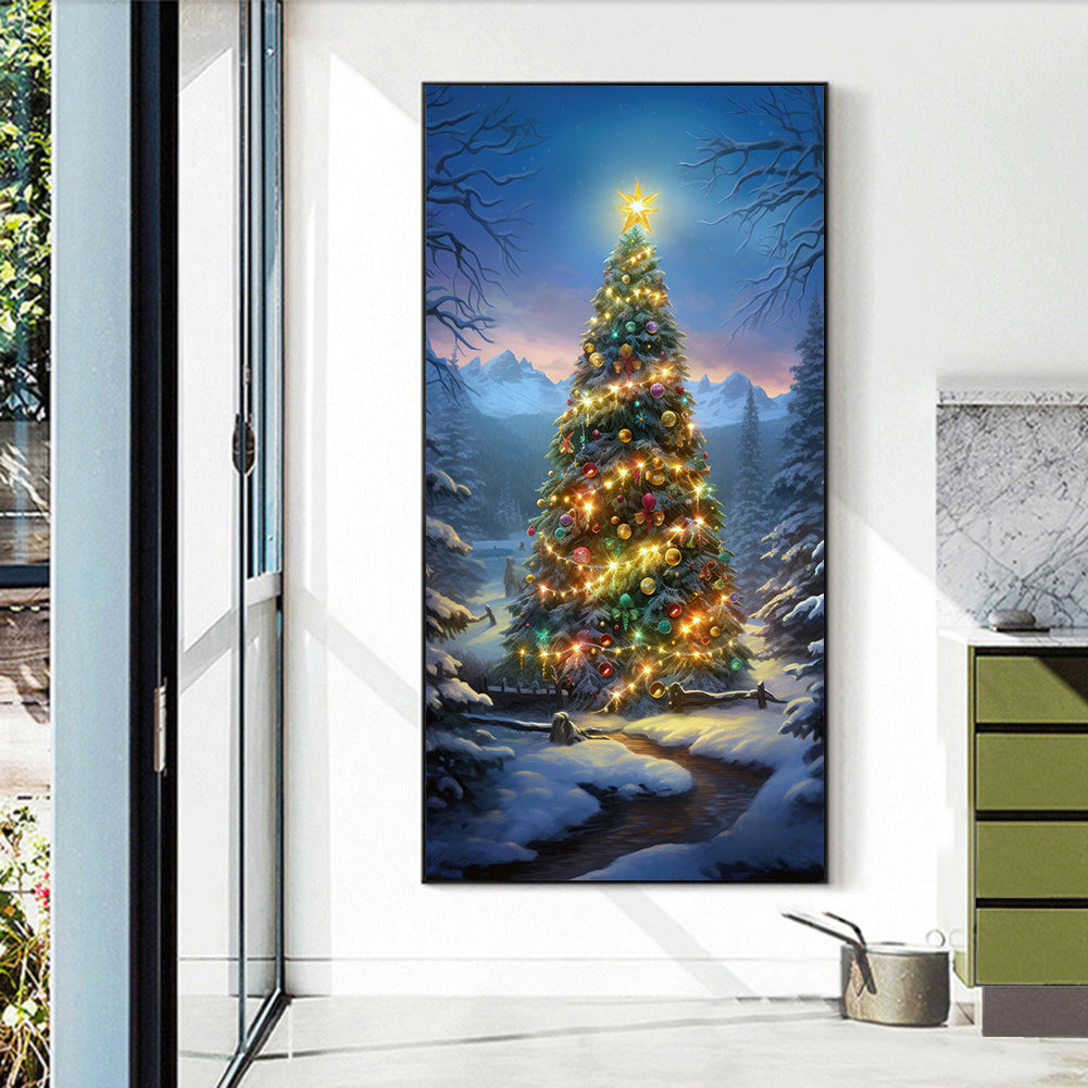 Christmas Tree In The Snow - Full Round Drill Diamond Painting 40*70CM