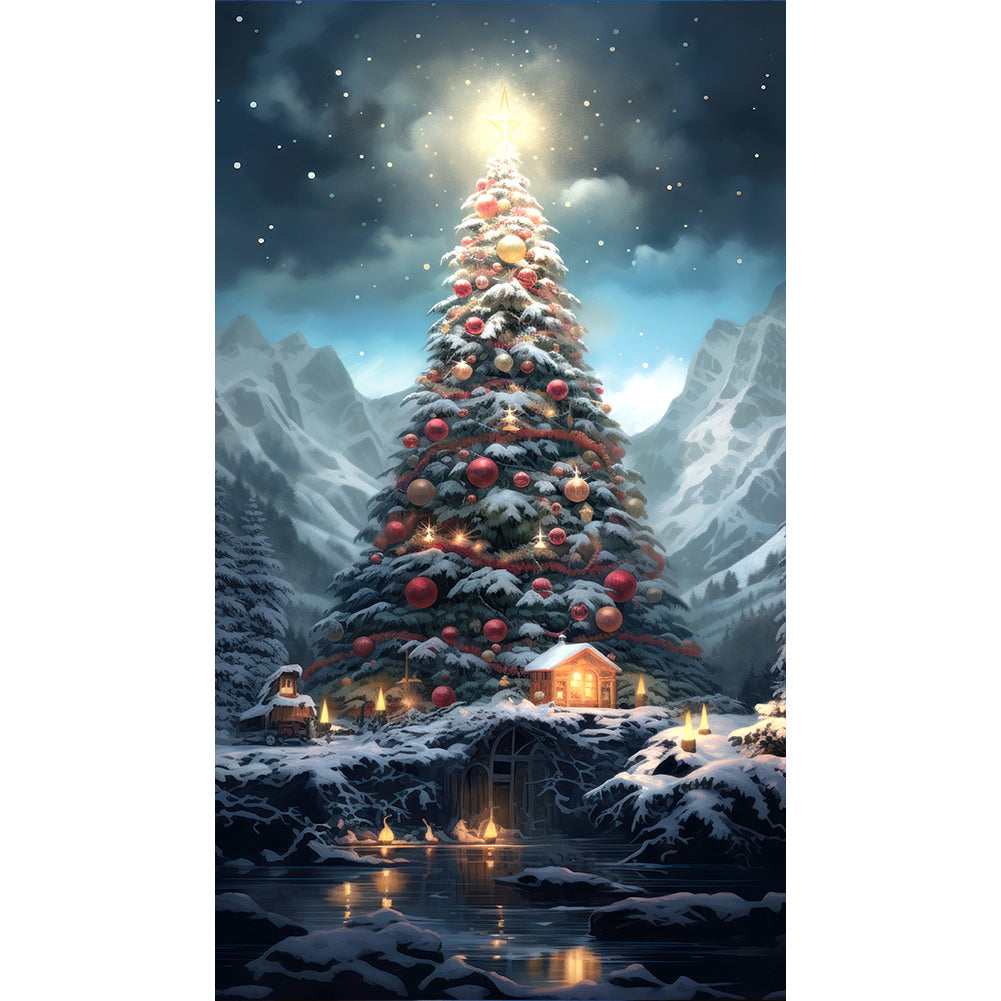 Christmas Tree In The Snow - Full Round Drill Diamond Painting 40*70CM