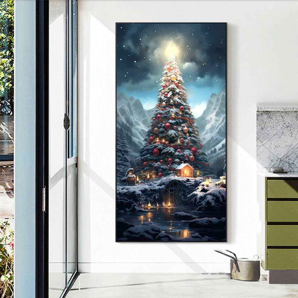 Christmas Tree In The Snow - Full Round Drill Diamond Painting 40*70CM