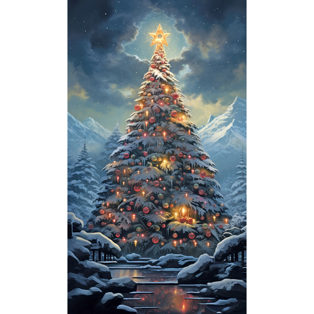 Christmas Tree In The Snow - Full Round Drill Diamond Painting 40*70CM