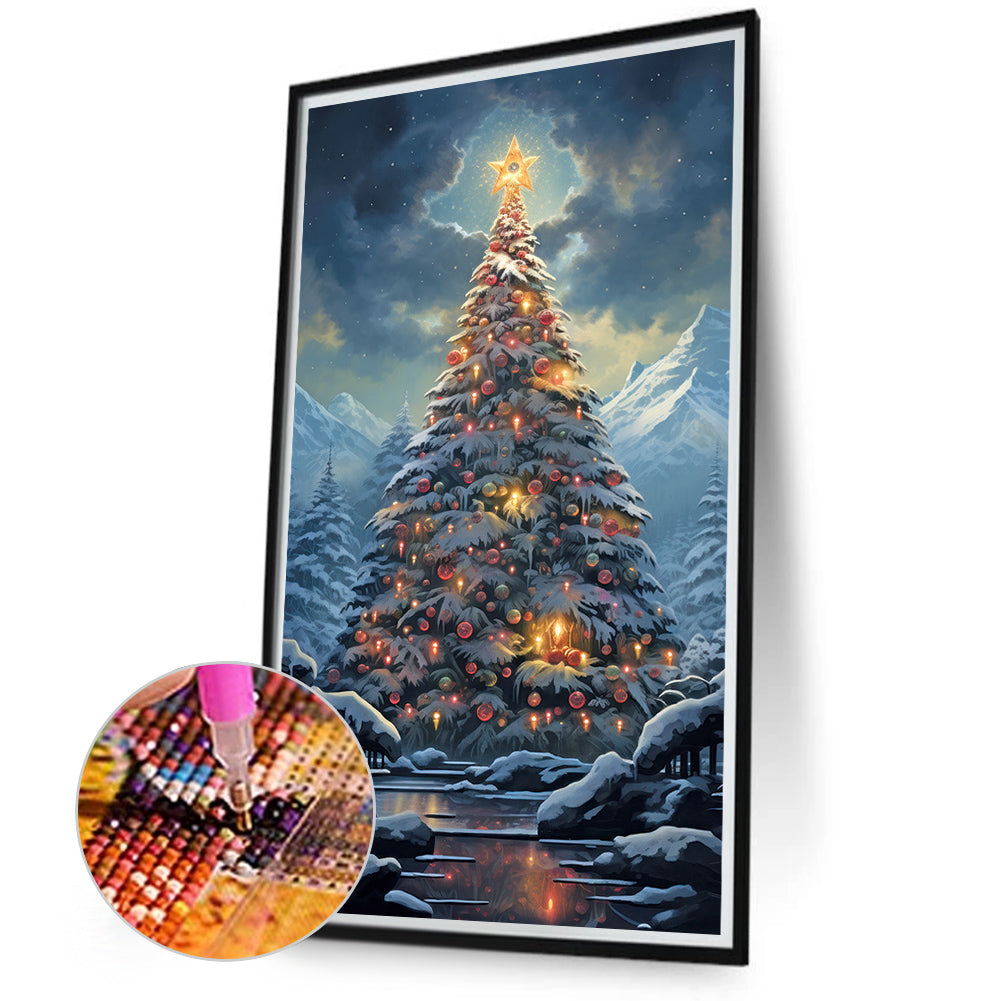 Christmas Tree In The Snow - Full Round Drill Diamond Painting 40*70CM