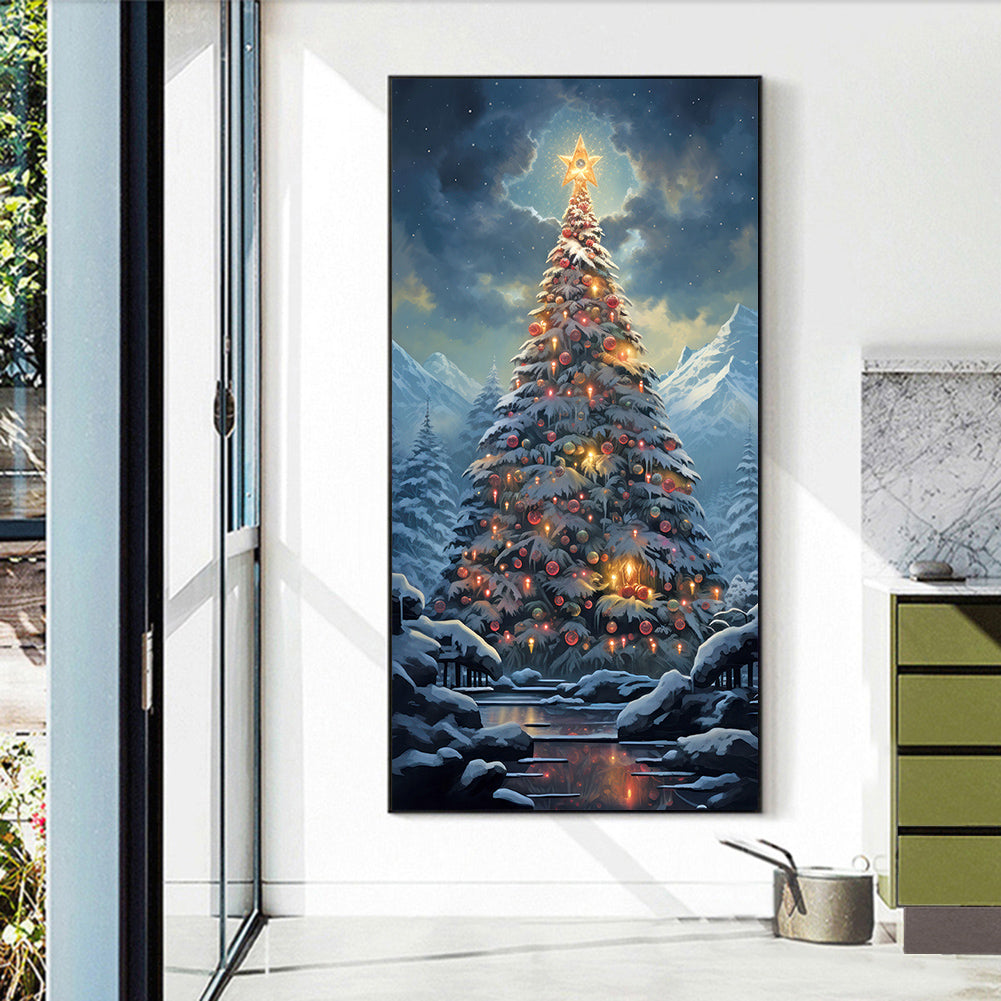 Christmas Tree In The Snow - Full Round Drill Diamond Painting 40*70CM