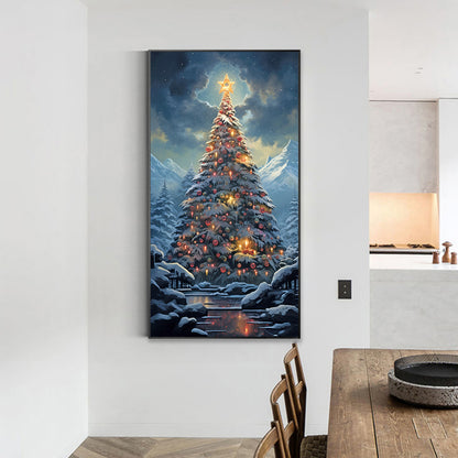 Christmas Tree In The Snow - Full Round Drill Diamond Painting 40*70CM