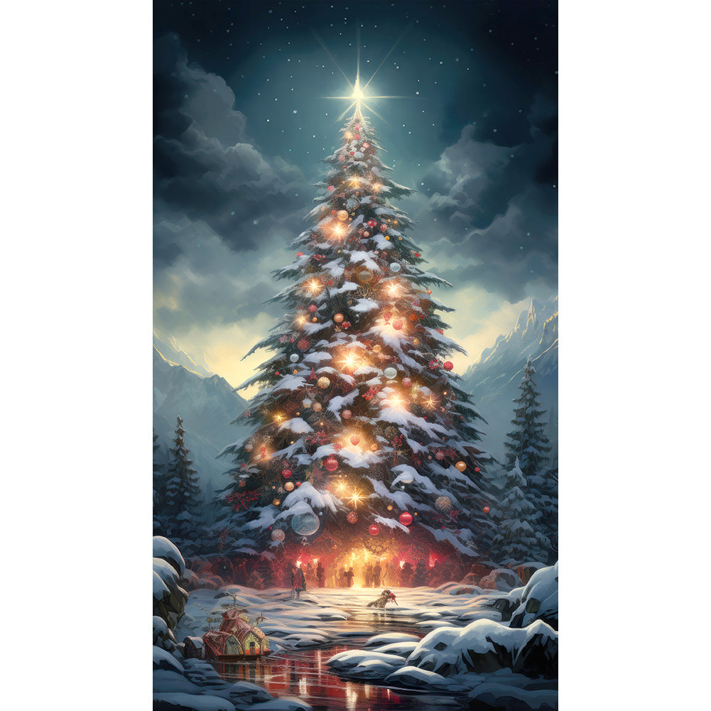 Christmas Tree In The Snow - Full Round Drill Diamond Painting 40*70CM