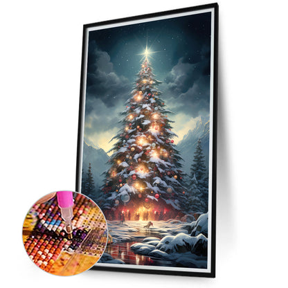 Christmas Tree In The Snow - Full Round Drill Diamond Painting 40*70CM