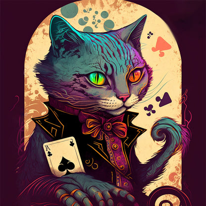 Poker Cat - 11CT Stamped Cross Stitch 50*50CM