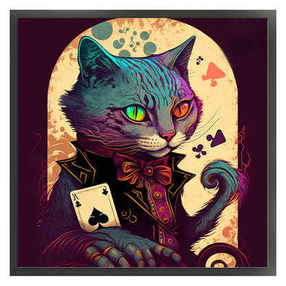 Poker Cat - 11CT Stamped Cross Stitch 50*50CM