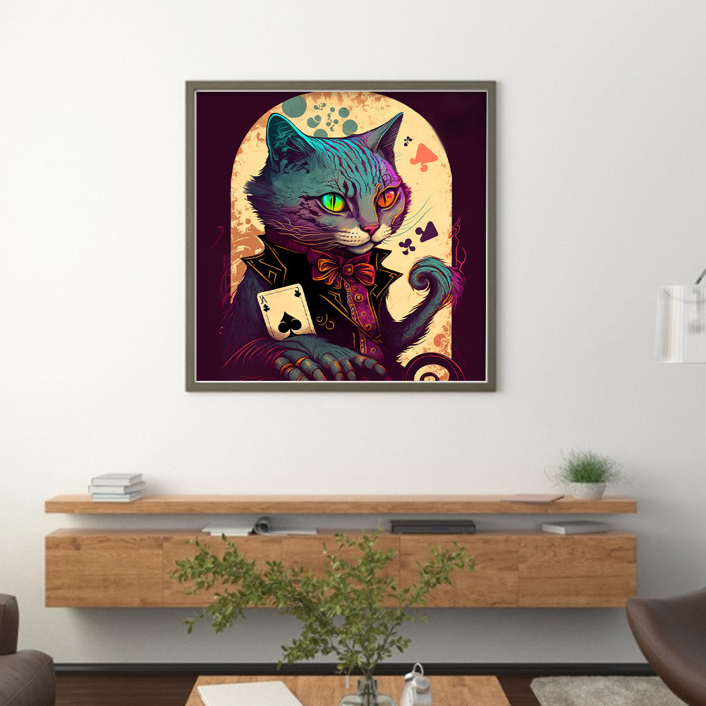 Poker Cat - 11CT Stamped Cross Stitch 50*50CM