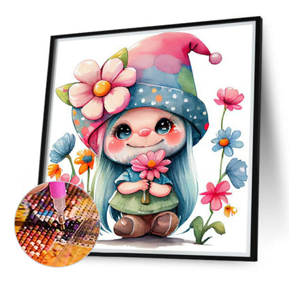 Little Girl In Flowers - Full Round Drill Diamond Painting 40*40CM