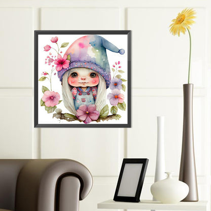 Little Girl In Flowers - Full Round Drill Diamond Painting 40*40CM