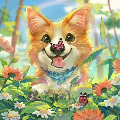Laughing Dog - Full Round Drill Diamond Painting 40*40CM