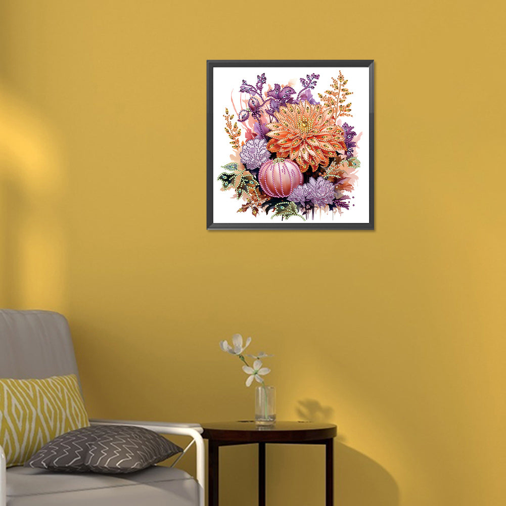 Autumn Pumpkin Sunflowers - Special Shaped Drill Diamond Painting 30*30CM