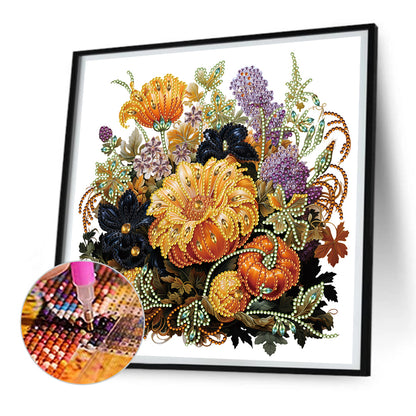 Autumn Pumpkin Sunflowers - Special Shaped Drill Diamond Painting 30*30CM