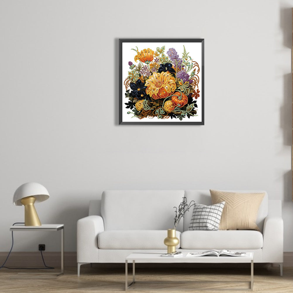 Autumn Pumpkin Sunflowers - Special Shaped Drill Diamond Painting 30*30CM