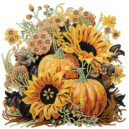 Autumn Pumpkin Sunflowers - Special Shaped Drill Diamond Painting 30*30CM