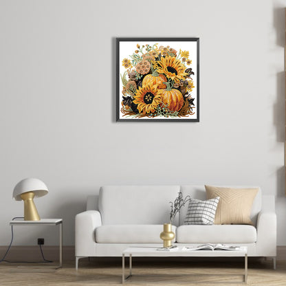 Autumn Pumpkin Sunflowers - Special Shaped Drill Diamond Painting 30*30CM