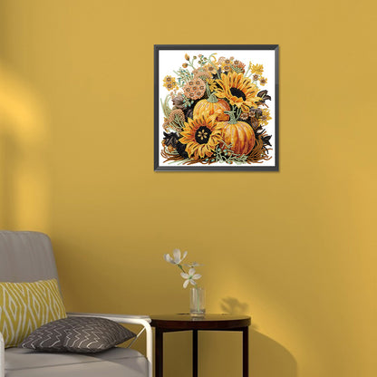 Autumn Pumpkin Sunflowers - Special Shaped Drill Diamond Painting 30*30CM