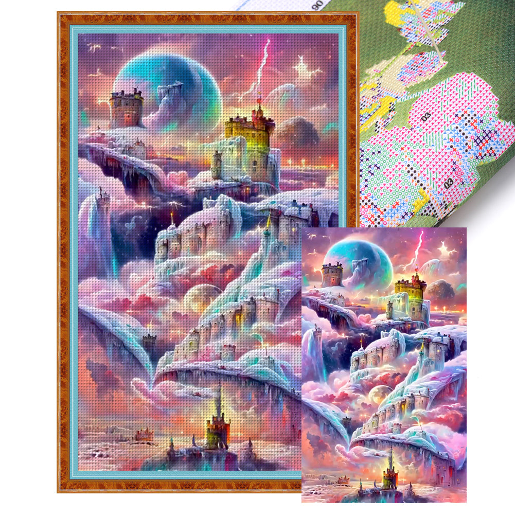 Fantasy Castle On The Clouds - 11CT Stamped Cross Stitch 50*80CM