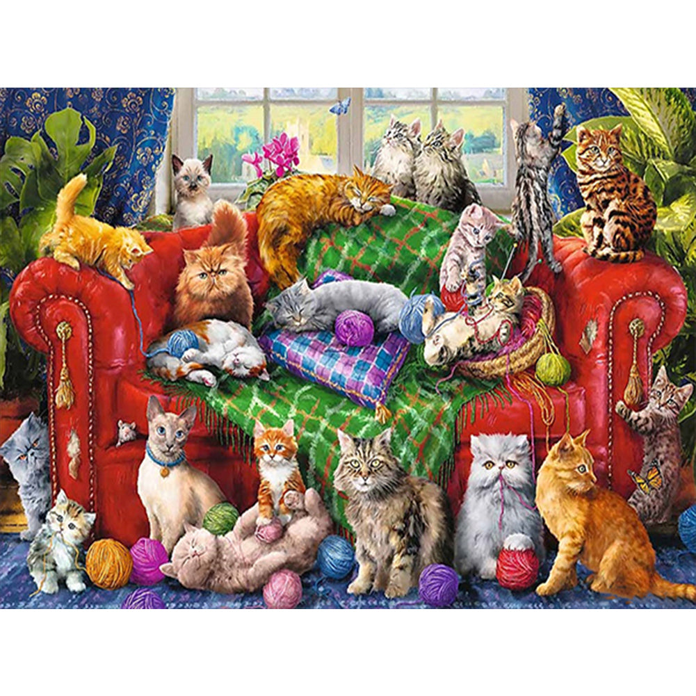 Cat Party - Full Square Drill Diamond Painting 60*45CM