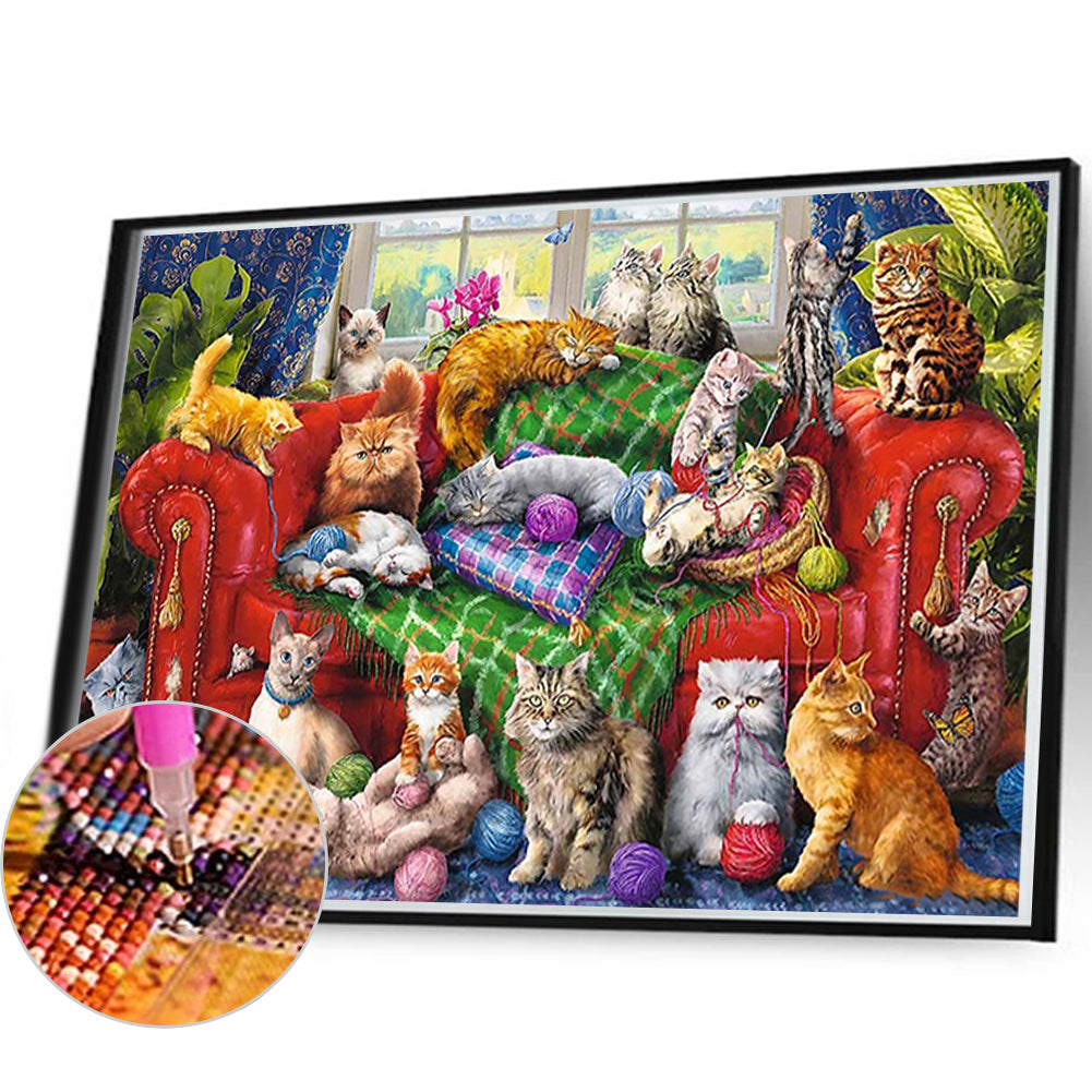 Cat Party - Full Square Drill Diamond Painting 60*45CM