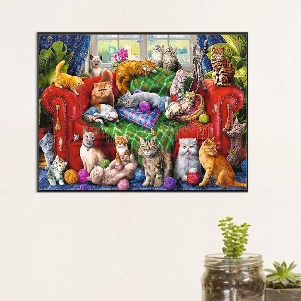 Cat Party - Full Square Drill Diamond Painting 60*45CM