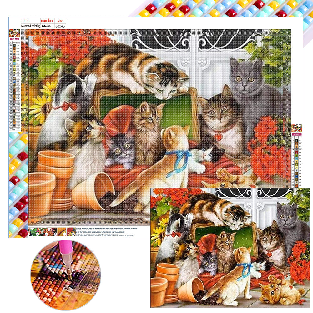 Cat Party - Full Square Drill Diamond Painting 60*45CM