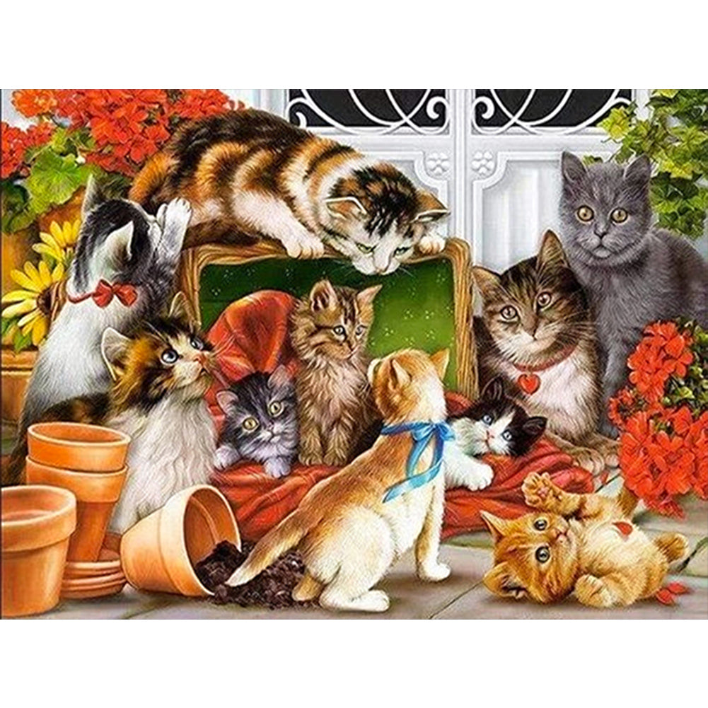 Cat Party - Full Square Drill Diamond Painting 60*45CM