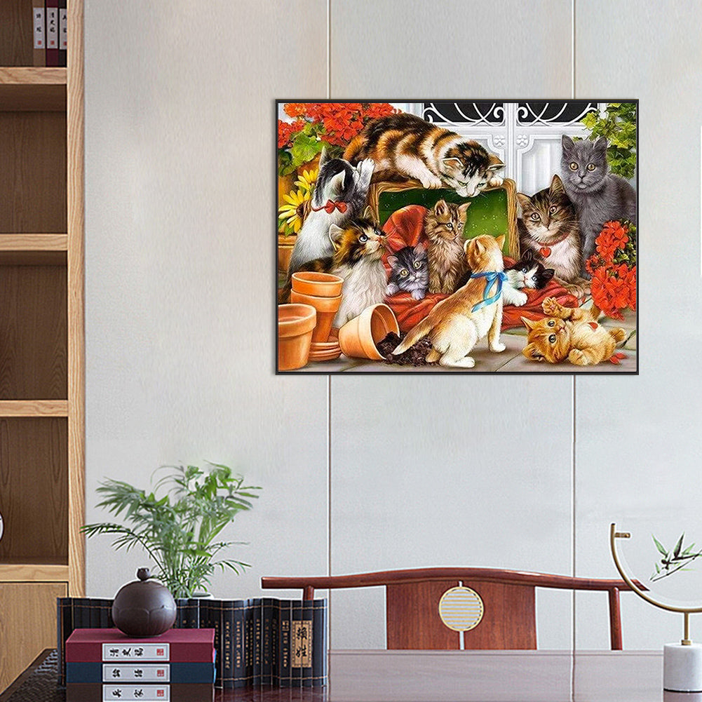 Cat Party - Full Square Drill Diamond Painting 60*45CM