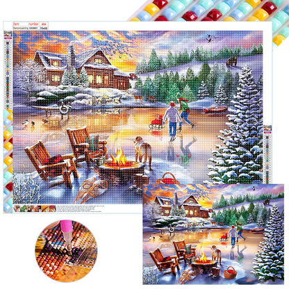 Rural Snow Scene - Full Square Drill Diamond Painting 70*50CM