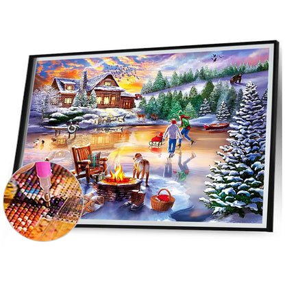 Rural Snow Scene - Full Square Drill Diamond Painting 70*50CM