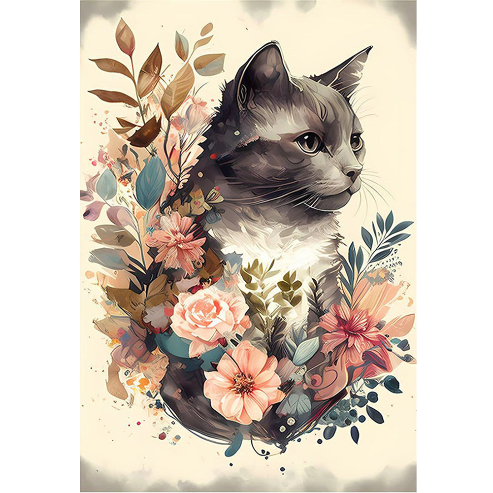 Flower Cat - 11CT Stamped Cross Stitch 40*60CM