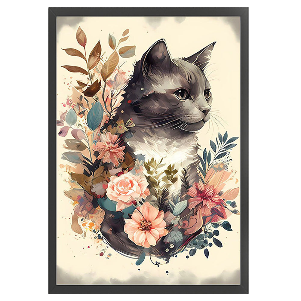 Flower Cat - 11CT Stamped Cross Stitch 40*60CM